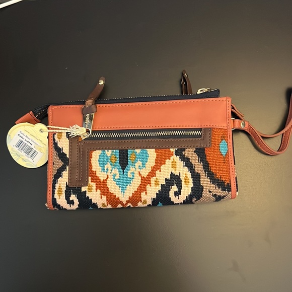 Spartina 449 Color Block Wallet | Linen & Leather | Never Used - Picture 2 of 3